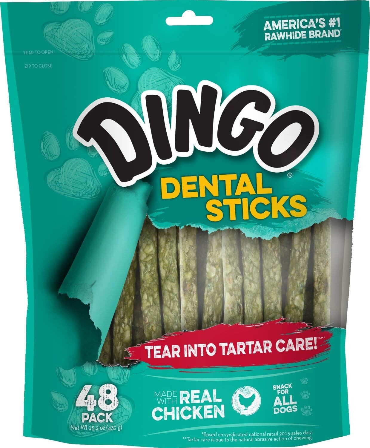 Dingo Dental Sticks 48 Ct Dog Treats Clean Teeth Freshen Breath