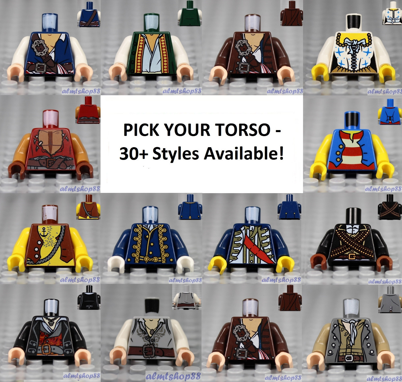 LEGO - Torsos PIRATES - PICK YOUR STYLE - Minifigure Body Parts Arms Hands POC
