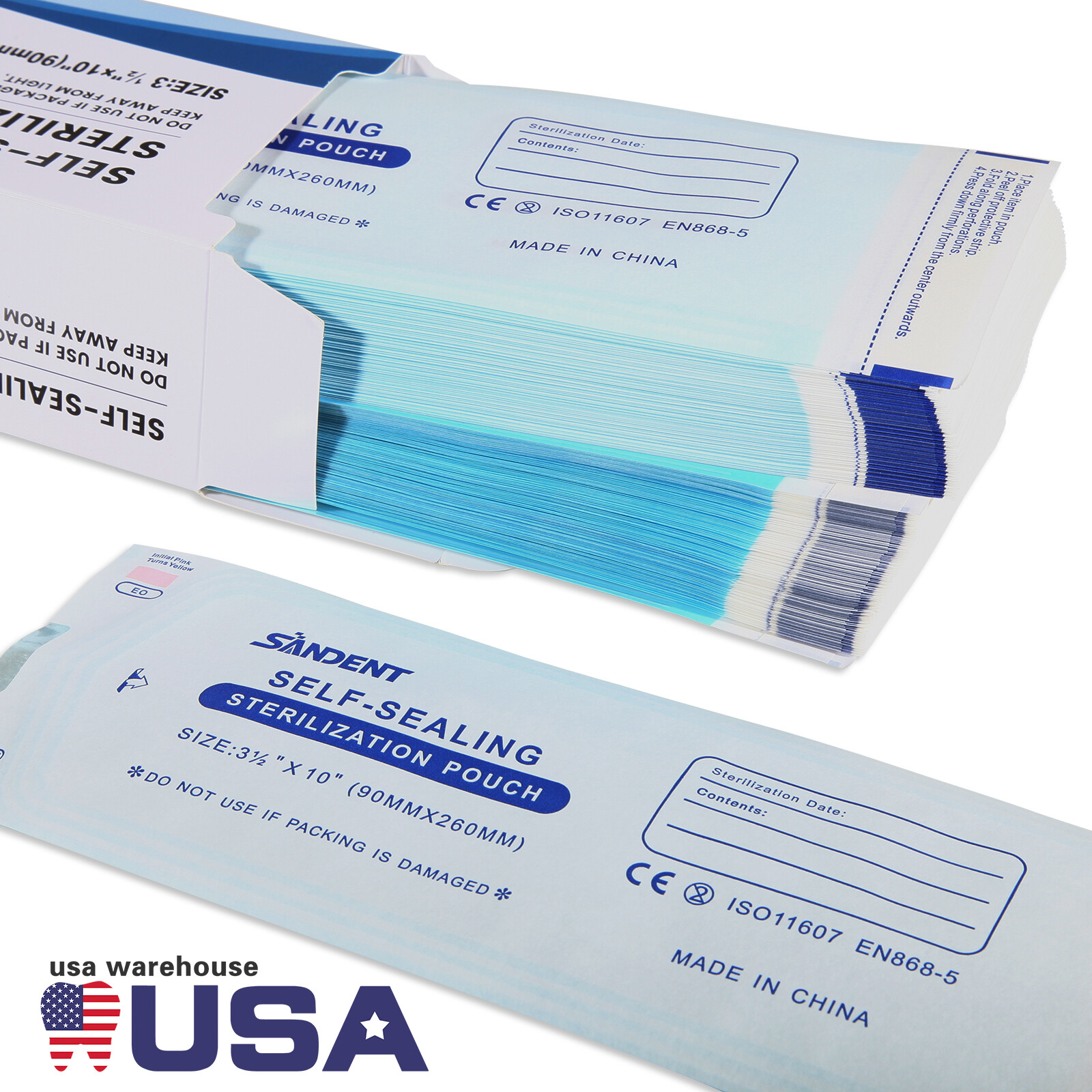 200pcs/1 Box Self Sterilization Pouches Autoclave Pouch Sterilizer Bags Dental