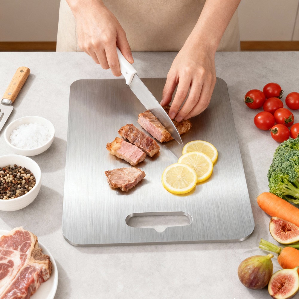 Tabla de Cortar Titanio 100% Puro Para Cocina, Bloque de Carnicero, S/M/L