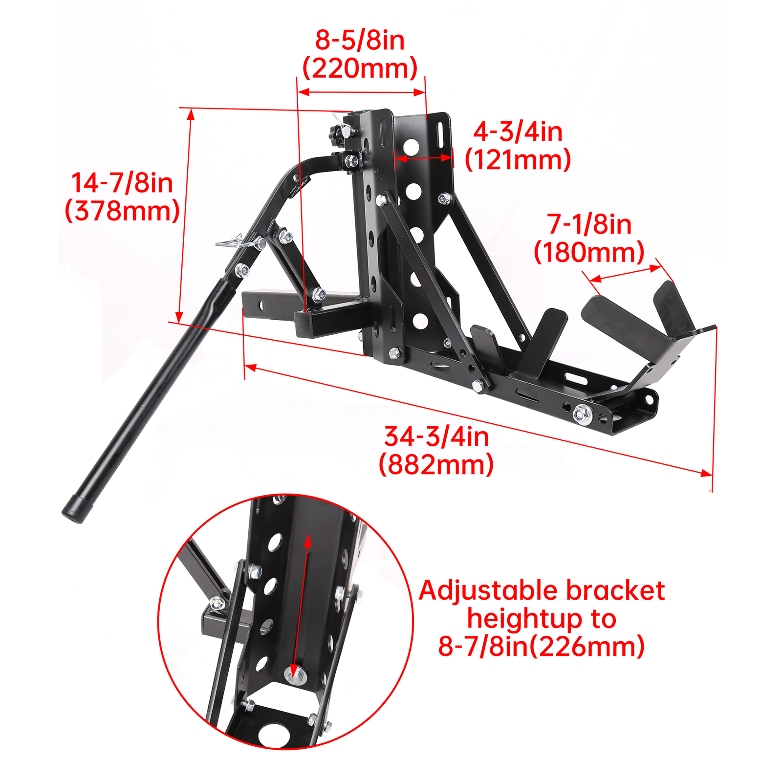 800lb Motorcycle Scooter Carrier 2" Tow Receiver Trailer Hauler Hitch Mount Rack