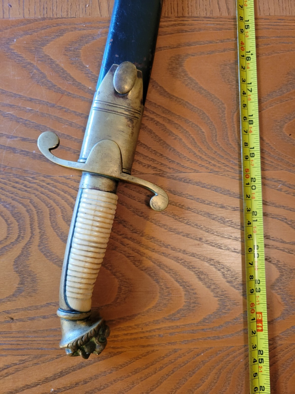 Antique Lion's Head Dagger Knife with Original Sheath, Circa 1840