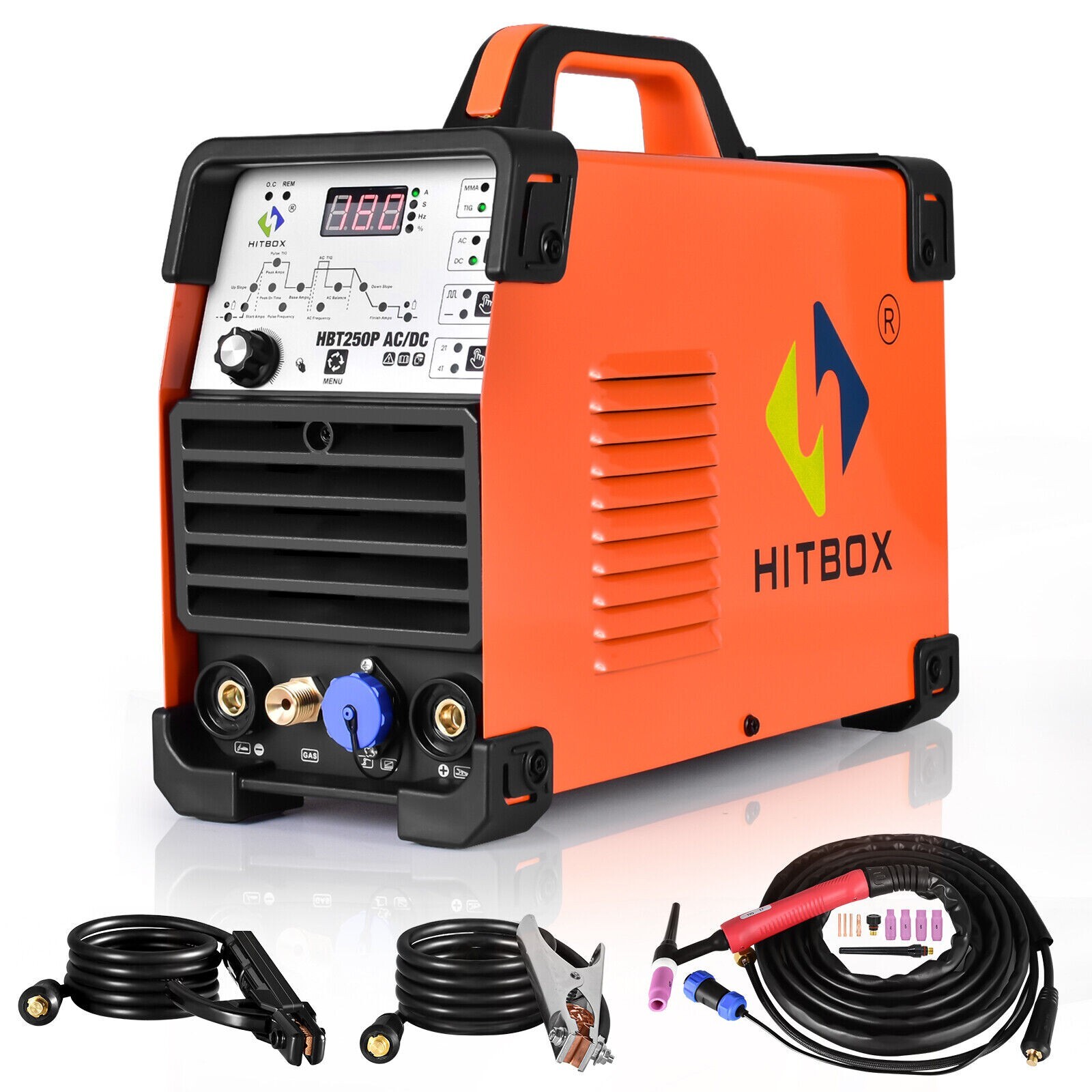 NEW HITBOX AC/DC Aluminum TIG Welder 200A Pulse Digital MMA TIG Welding Machine