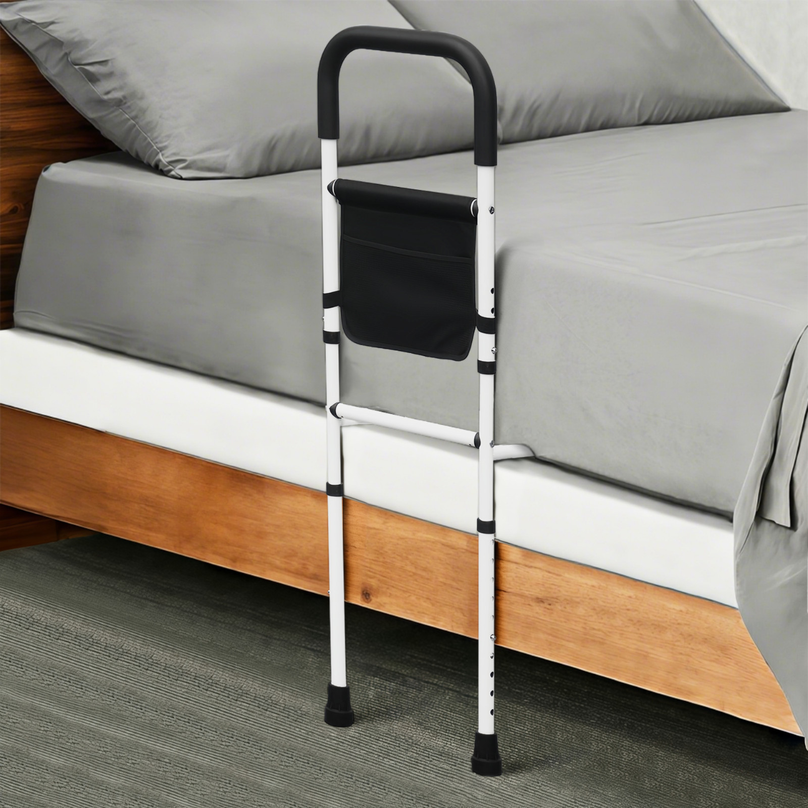 Bed Rails for Elderly Adults with Floor Support, Bed Side Assist Rail for Senior