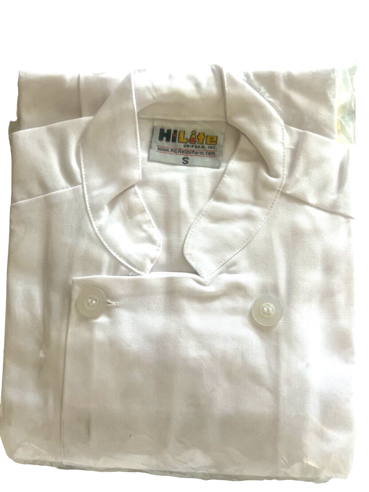 HiLite Short Sleeve Chef Coat #540-WH White 10 Buttons Pocket Sz S NEW