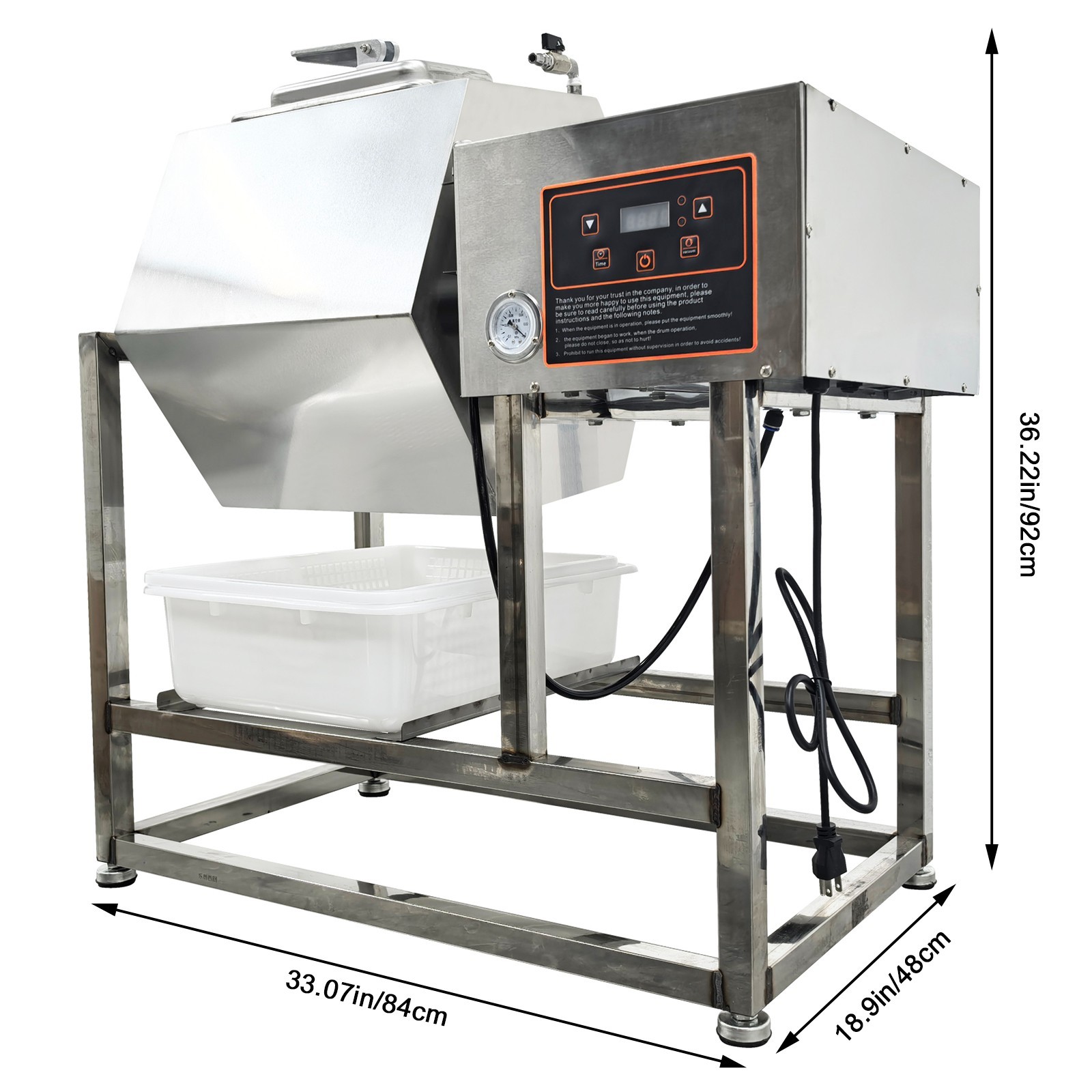 110V 70L Vacuum Food Tumbler Marinator Meat Vegetable Marinating Machine