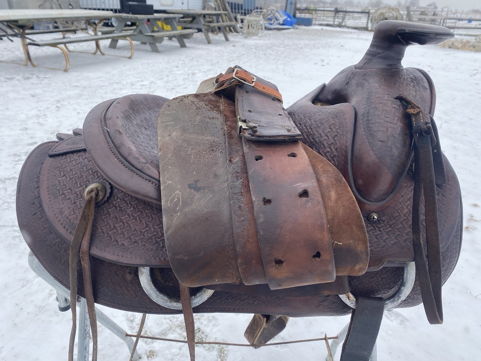 Antique/Vintage 14.5" Texas Tanning / TexTan slick seat roping saddle