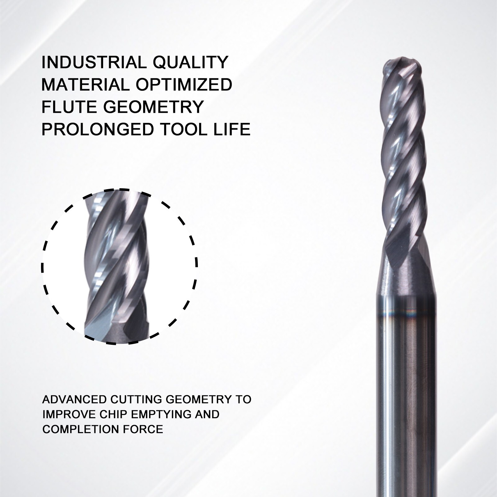 5 PCS 3/32" 4 Flute 1-1/2" Overall Ball Nose Carbide End Mill AlTiN Coated