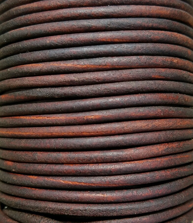 Round Leather Cord Antique Distressed Various Colors Lengths Widths 1mm 2mm 3mm