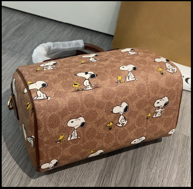 COACH CBM33 Rowan Satchel Bag Peanuts Snoopy Signature Coated Canvas Outlet New