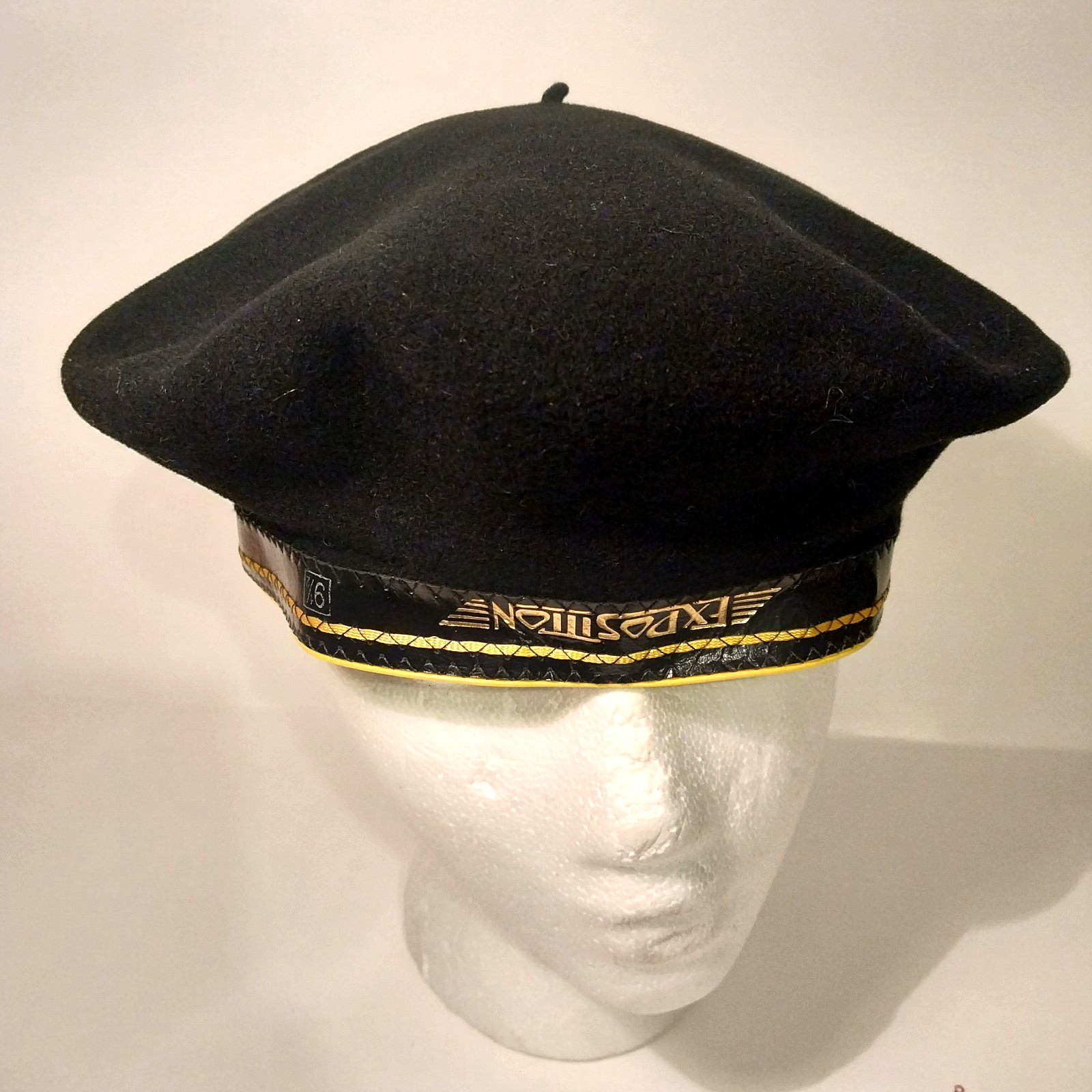 Beret Berrion Boina Exposicion Black Basque 100% Wool French  SZ 59 - 9 1/2 Jazz