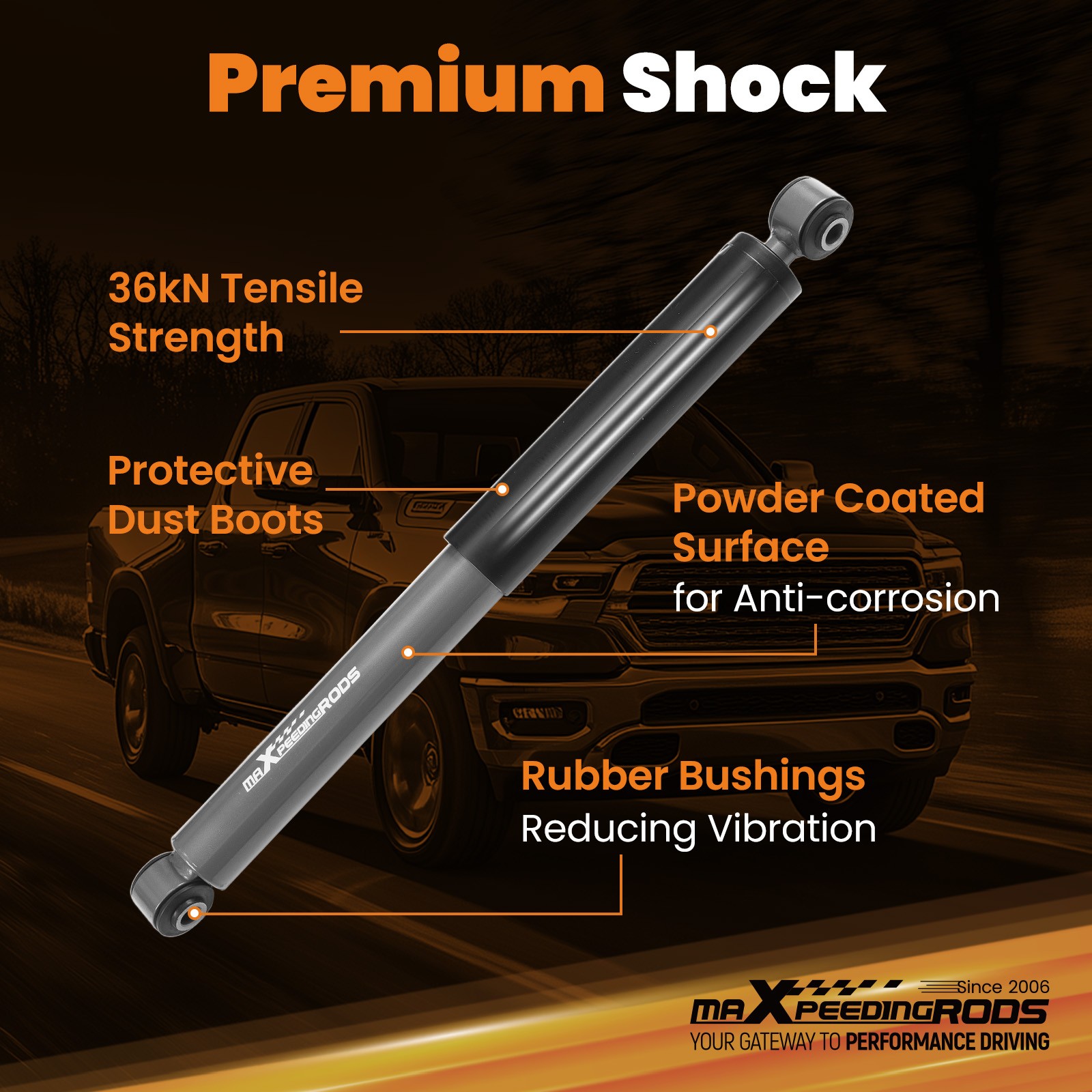 Lowering Springs Shocks Drop Kit 2"/4" for Ram 1500 2WD 2009-2024 Standard Cab