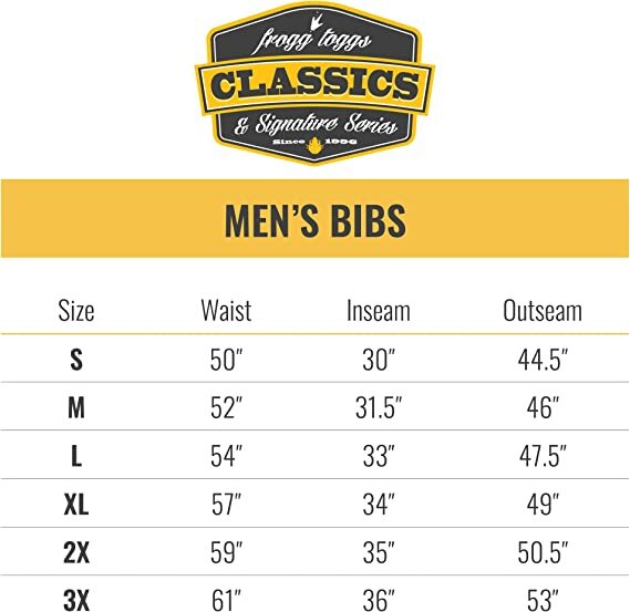Frogg Toggs Men's Classic Pro Advantage Bibs Black PA93109-01 CHOOSE YOUR SIZE!