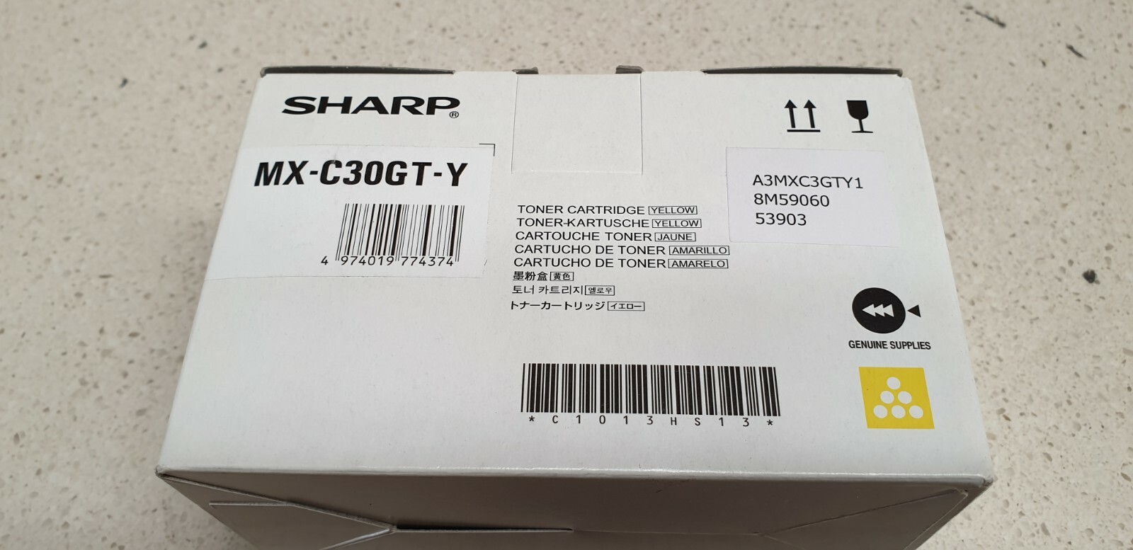 Genuine Sharp MX-C30GT-Y Yellow Toner for MX C250F, MX C300W, MX C301W Brand New