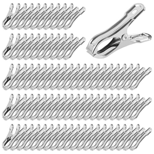 100Pcs Stainless Steel Garden Cilps - Large Open Metal Clamps for 100pcs
