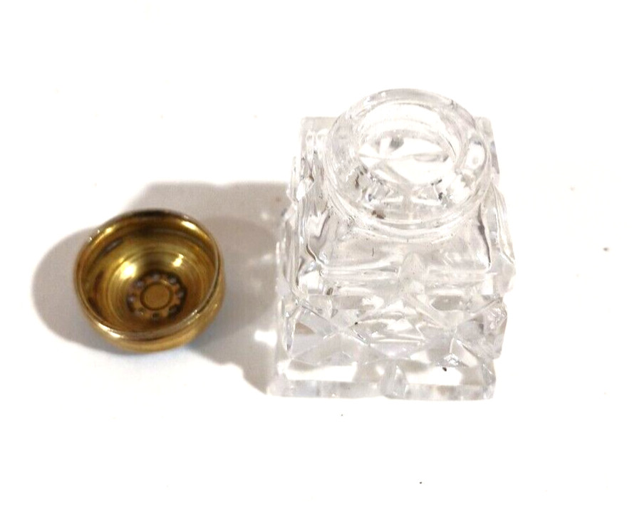 Norway Sterling Silver Blue Guilloche Enamel Cut Crystal Salt Shaker Single mini