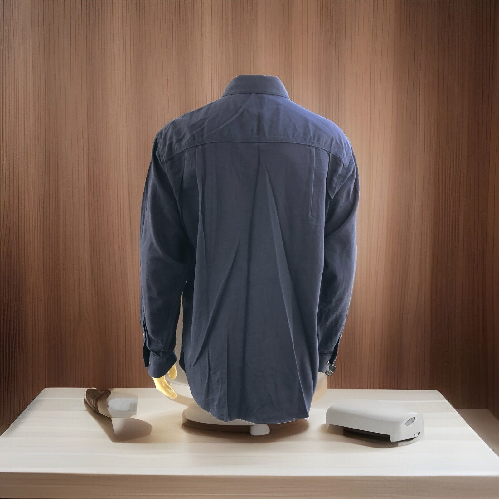 2 Carhartt FR Button Down Cotton Work Shirts Large RG Navy