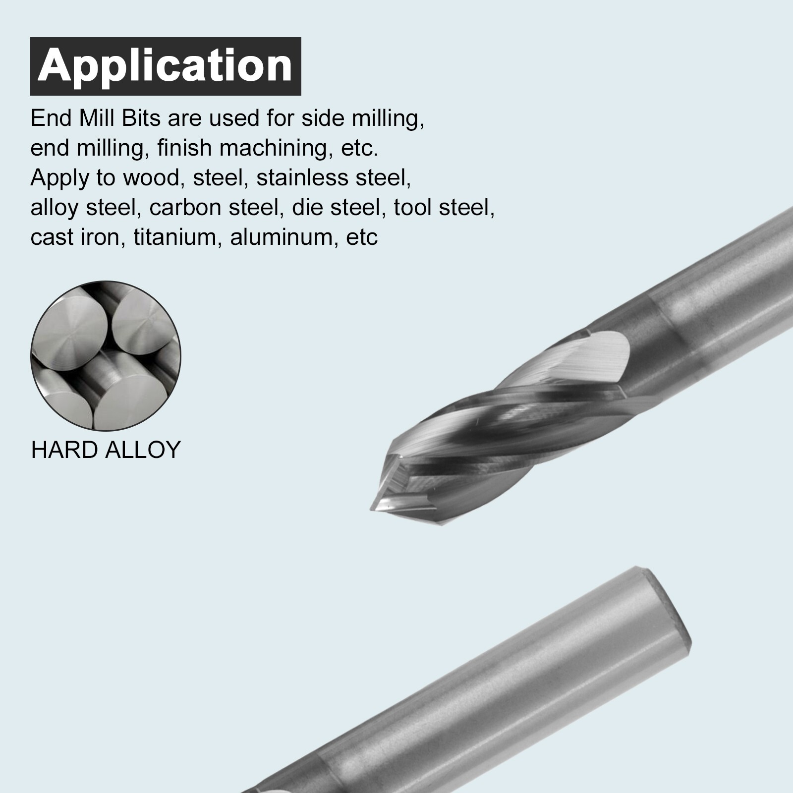 10PCS 4 Flute 90 Degree 3/8"x1"x2-1/2" Solid Carbide Drill Mill - AlTiN Coated