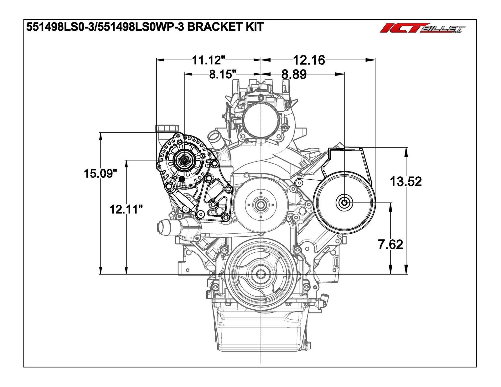 LS Alternator / Power Steering Pump Bracket Kit (for LS1 Water Pump) Turnbuckle