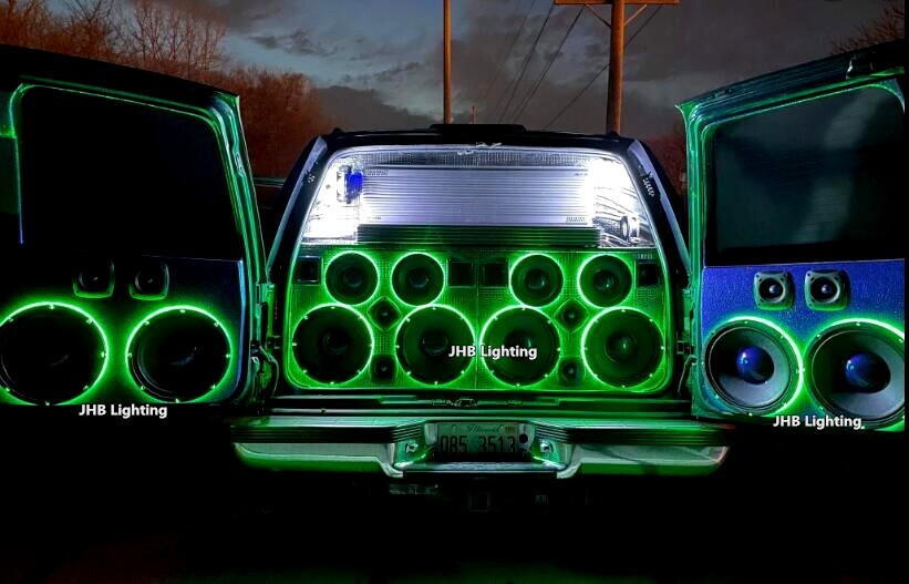 Set (4) 6.5"RGB Color Change LED Car Truck Sound Subs Audio Speaker Rings Lights