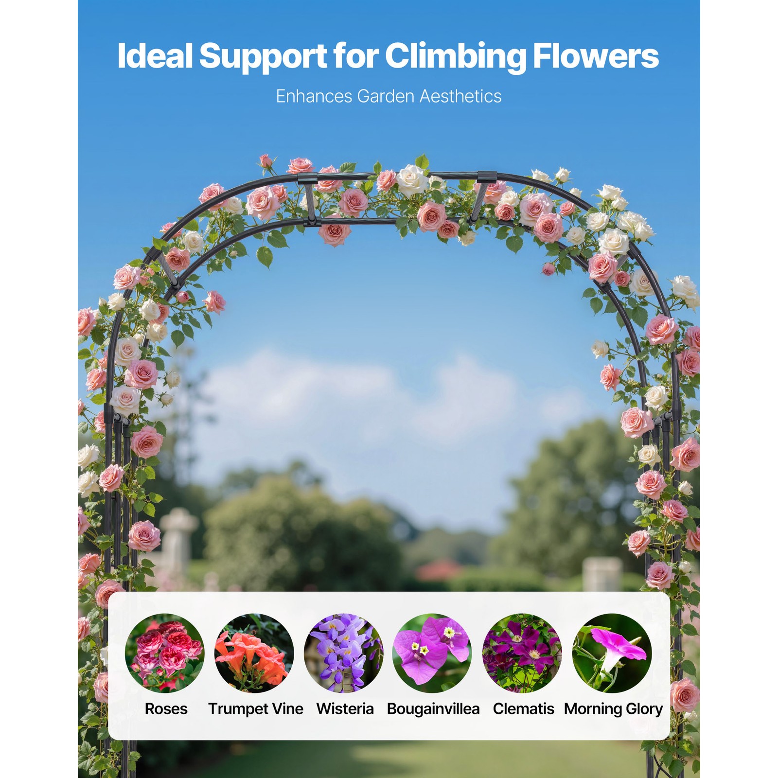 Uimoso Metal Garden Arbor 94.5x59x15.8" Trellis for Plants and Event Decoration