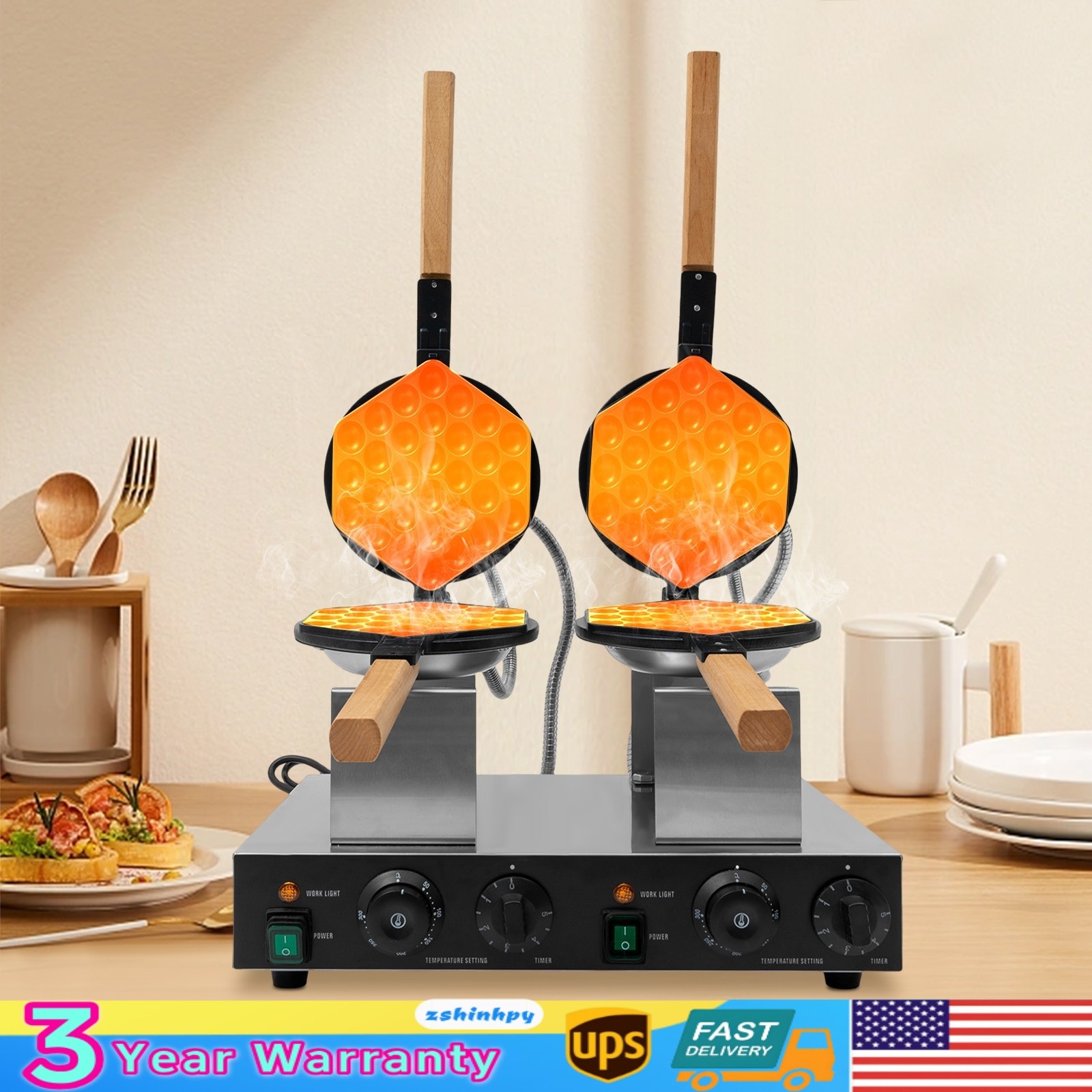 Double-head Commercial Waffle Making Machine Honeycomb Egg Waffle Making Machine