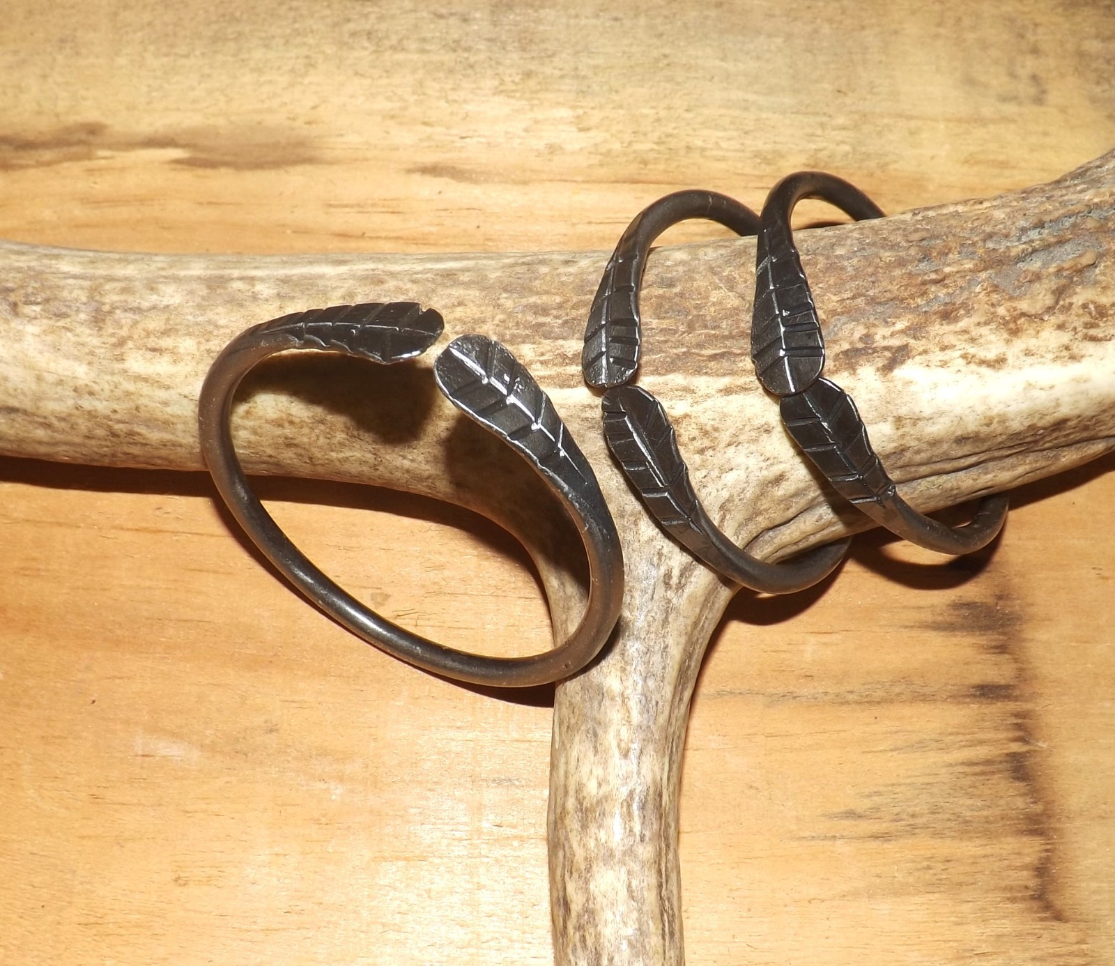 Set of 3 Hand forged iron bangle bracelets small