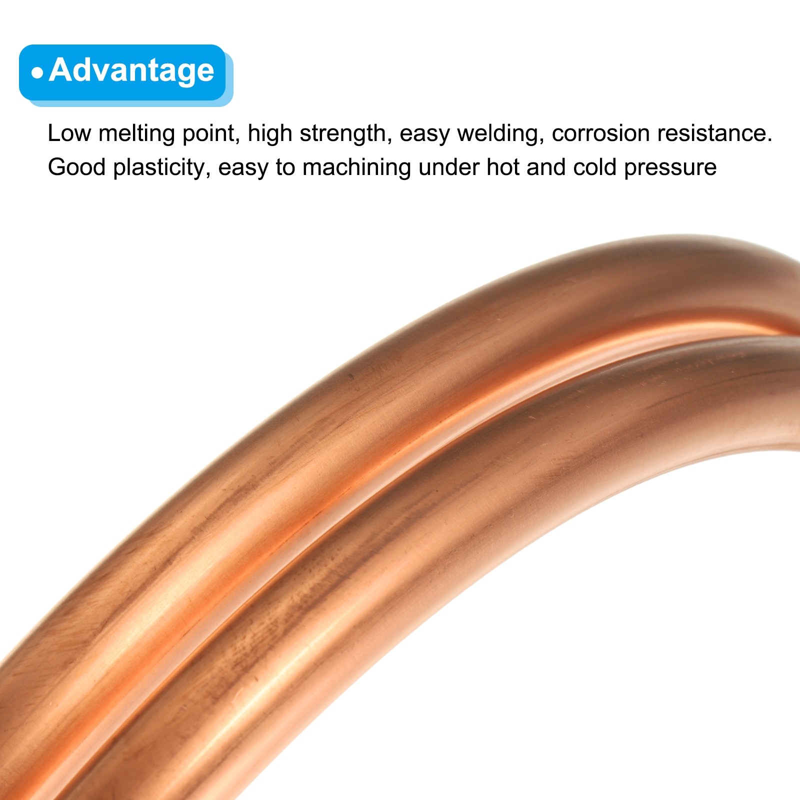 Copper Tube 3/8" OD x 3Ft 1/32" T Refrigeration Flexible Pipe Seamless Hollow