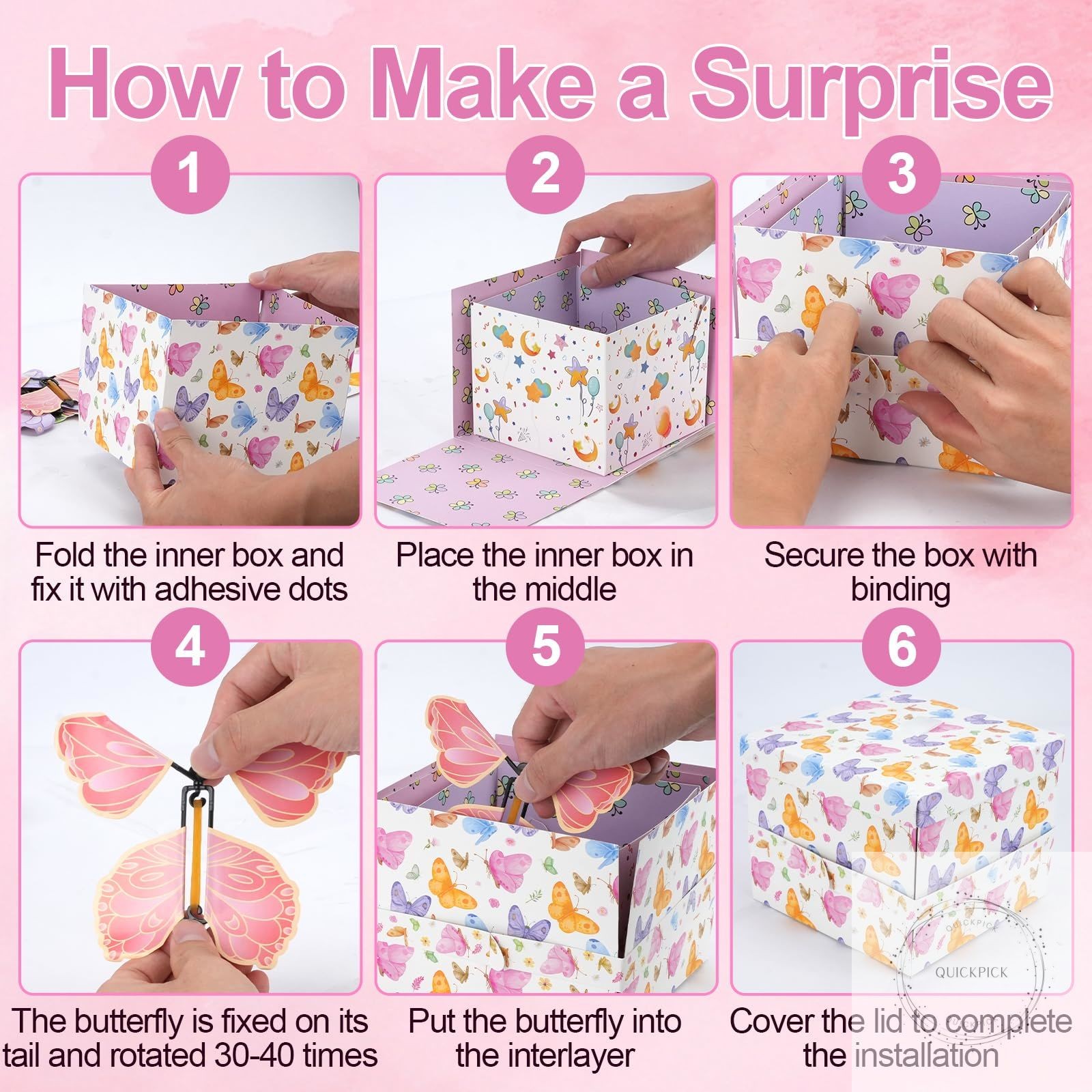Flying Butterfly Explosion Gift Box, Pop Out Surprise Gift Box with Card, DIY Ex