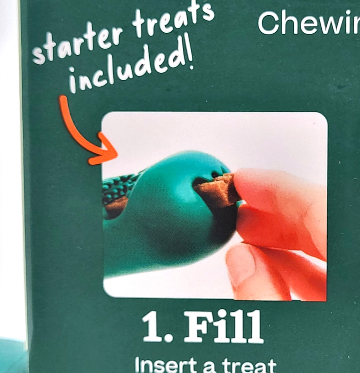 Woof Bite n' Brush Large Treat Holder Toothbrush Tough Non Toxic For Dogs 7.5"