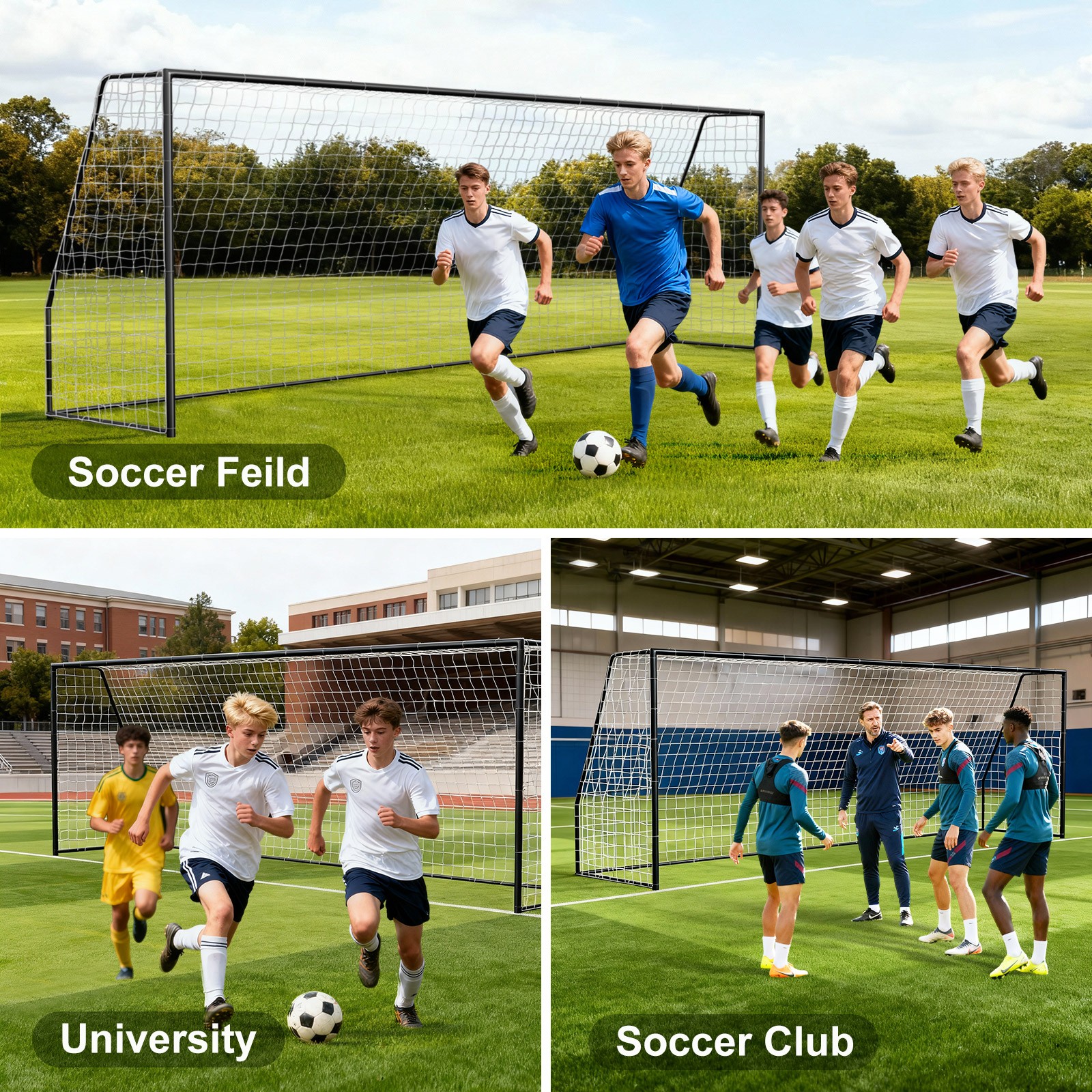 Professional Steel Soccer Goals - 18/21/24ft Sizes for Outdoor Training