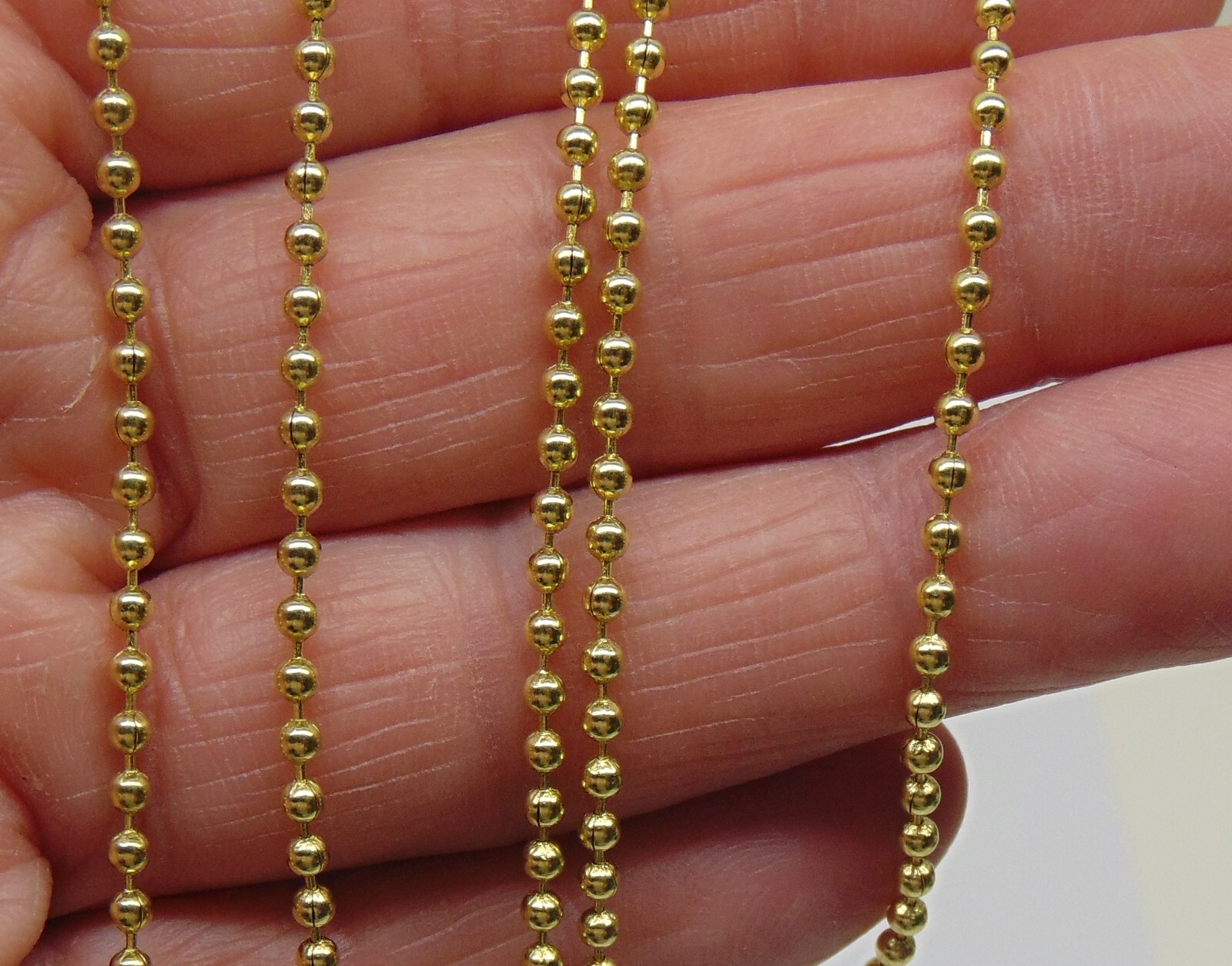 Solid Brass BALL CHAIN 2.4mm Bead #3 ~ Bulk No Lead/Nickel ~Corrosion resistant