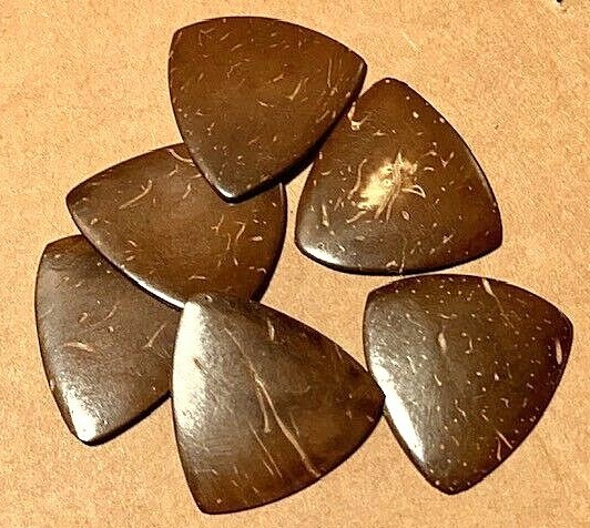 Custom House  Hand Crafted Coconut Husk Guitar Pick  - 6 Pack
