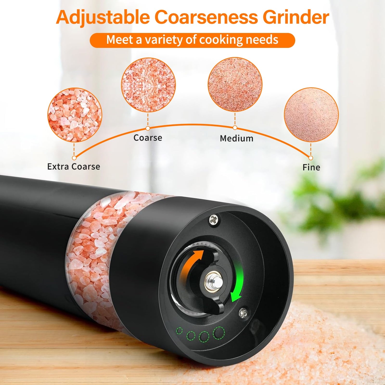 2PCS Electric Salt and Pepper Grinder Set Automatic Grinder w/ Rechargeable Base