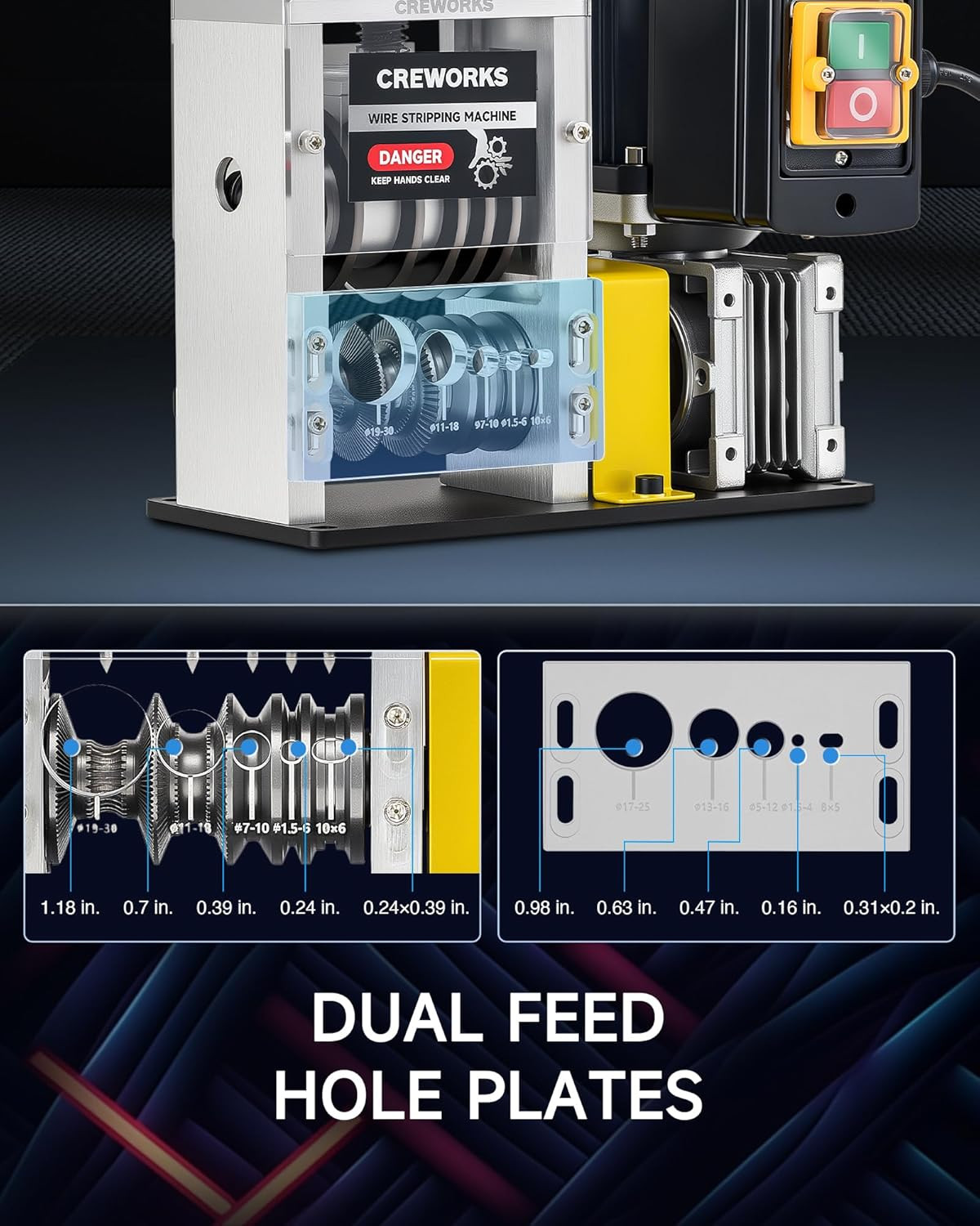 180W Motor Automatic Wire Stripper Machine, 5 Blade Electric Wire Stripping Mach