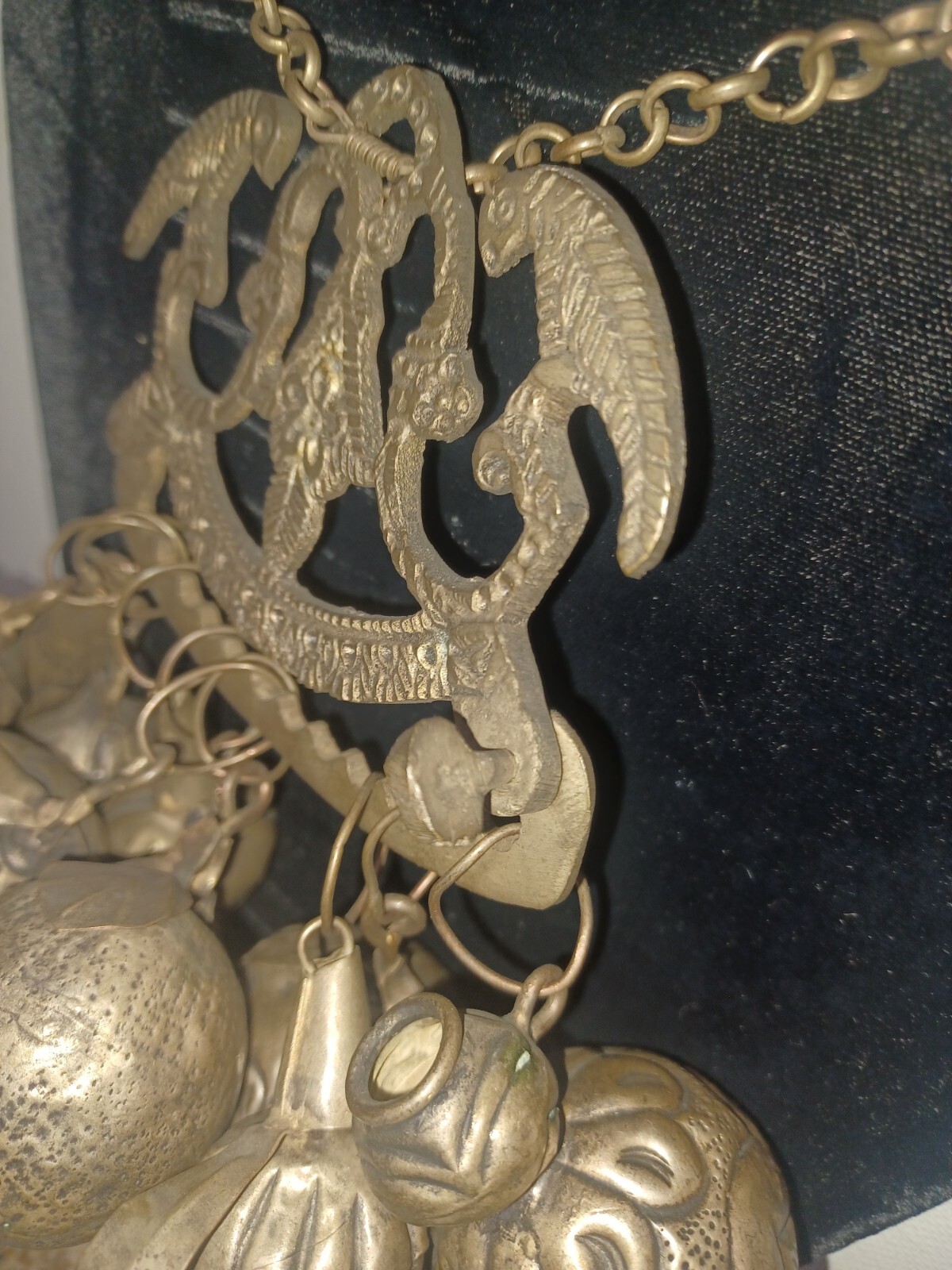 Brazilian Penca de Balangandan Silver on Brass 10 Charms Brazil