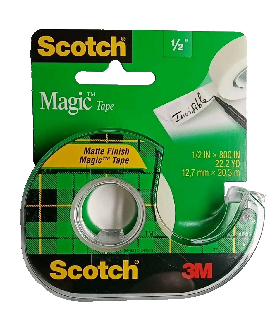 3M Scotch 119 Magic Tape with Dispenser 1/2 In x 800 In PACK OF 6