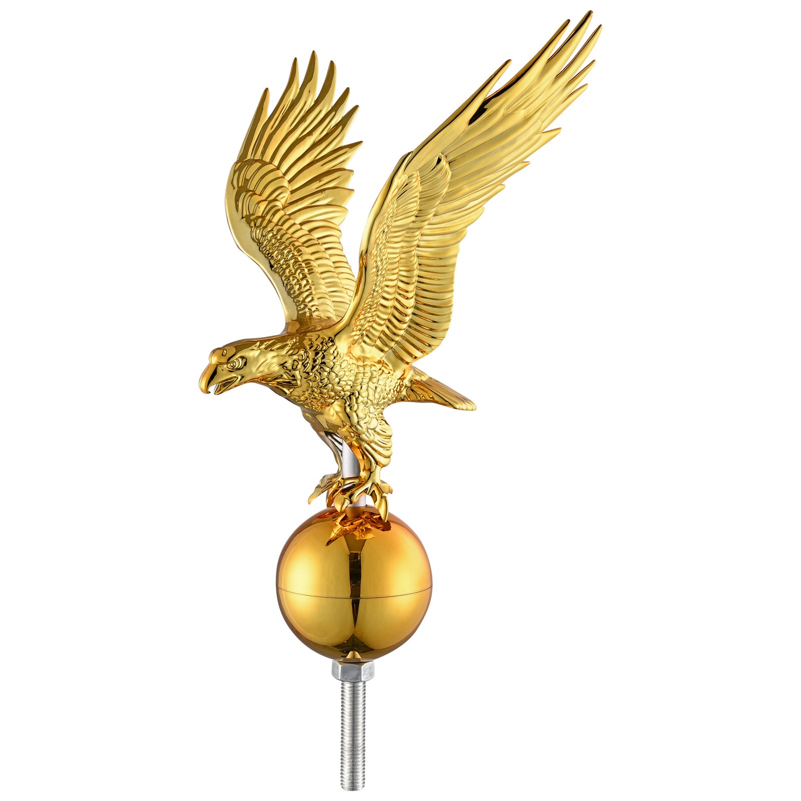 14" Flagpole Eagle Topper Finial Ornament for Telescopic Pole Gold Yard Outdoor