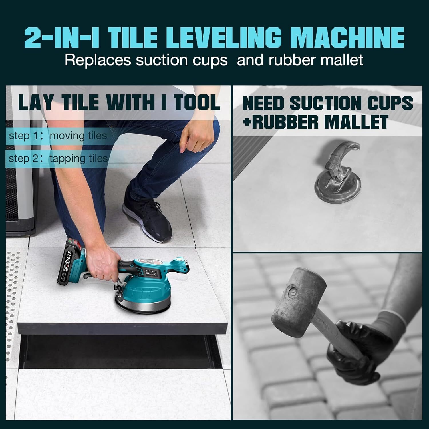 Tile Installation Tool Vibration Machine Single Tile Suction Cup Max 60KG /120LB