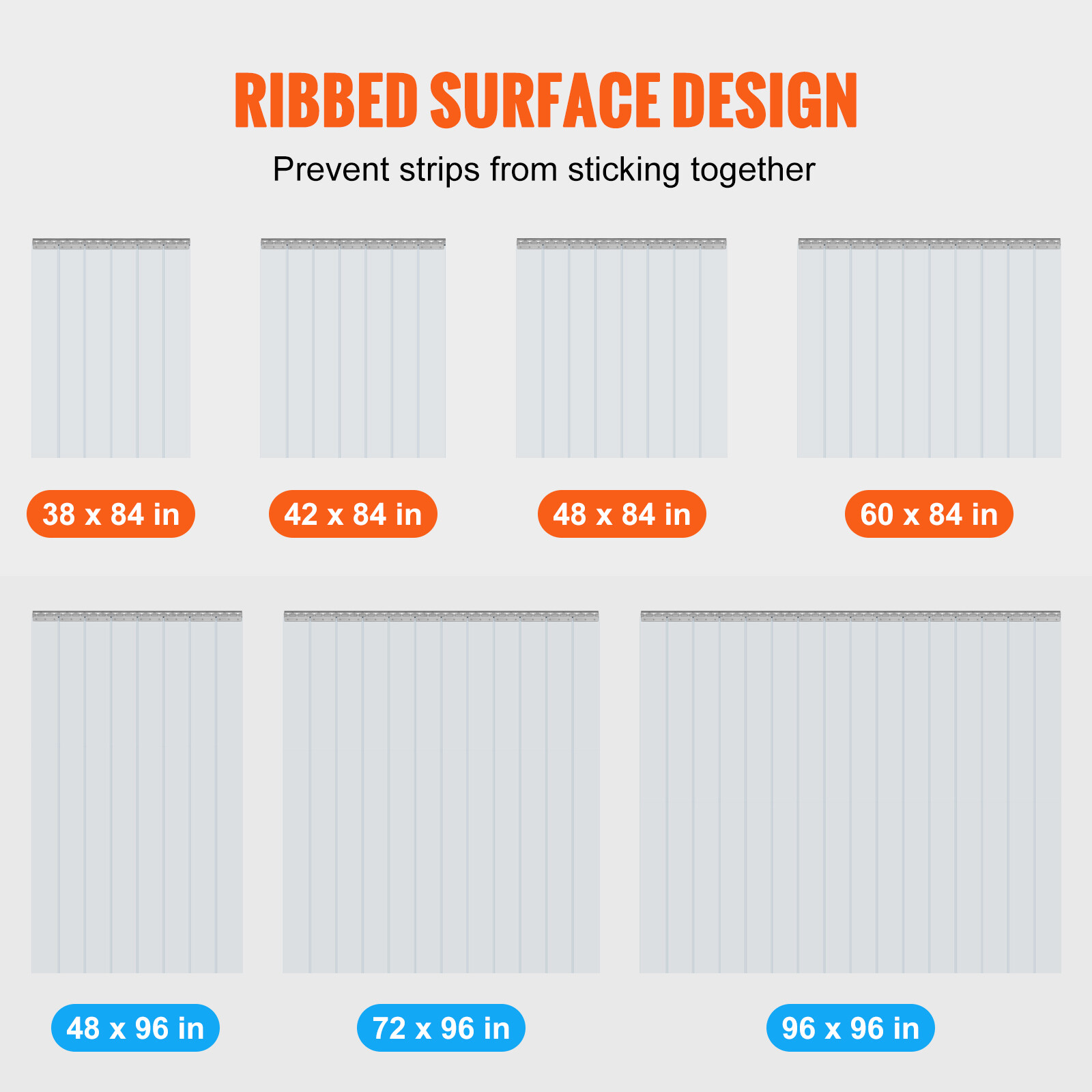 VEVOR Strip Curtain PVC Door Curtain 96" x 96" Cooler Freezer Clear Plastic