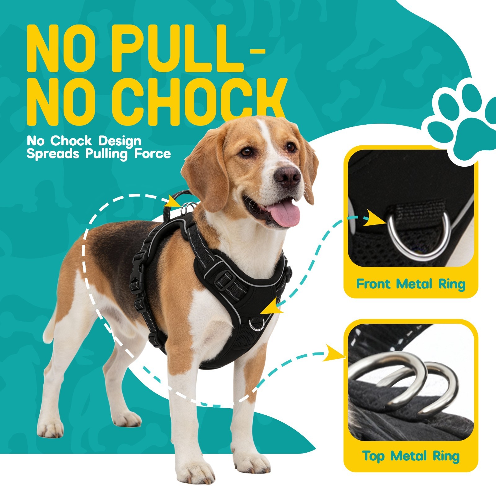 No Pull Dog Harness & Leash Set – Adjustable, Reflective, Soft Padded Comfort