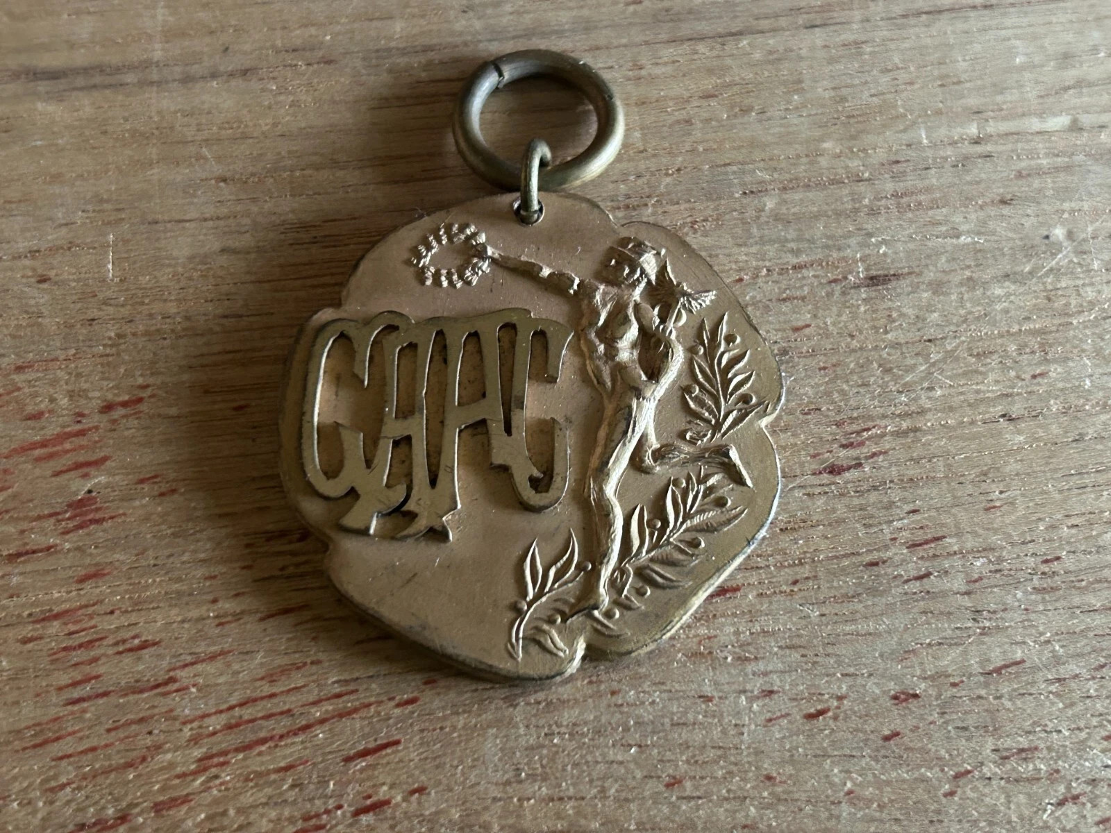 Hermes GAAC Medal FOB Award Deco Brass Tone Vintage Unsure HELP Hudson Badge USA