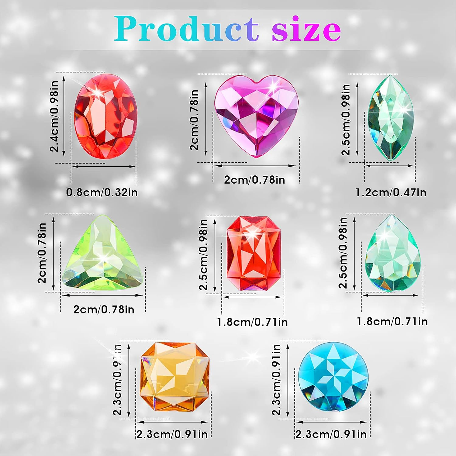 100 Pieces Toy Gems, Gemstones for Pirate Treasure Jewels Fake Acrylic Gems Mult