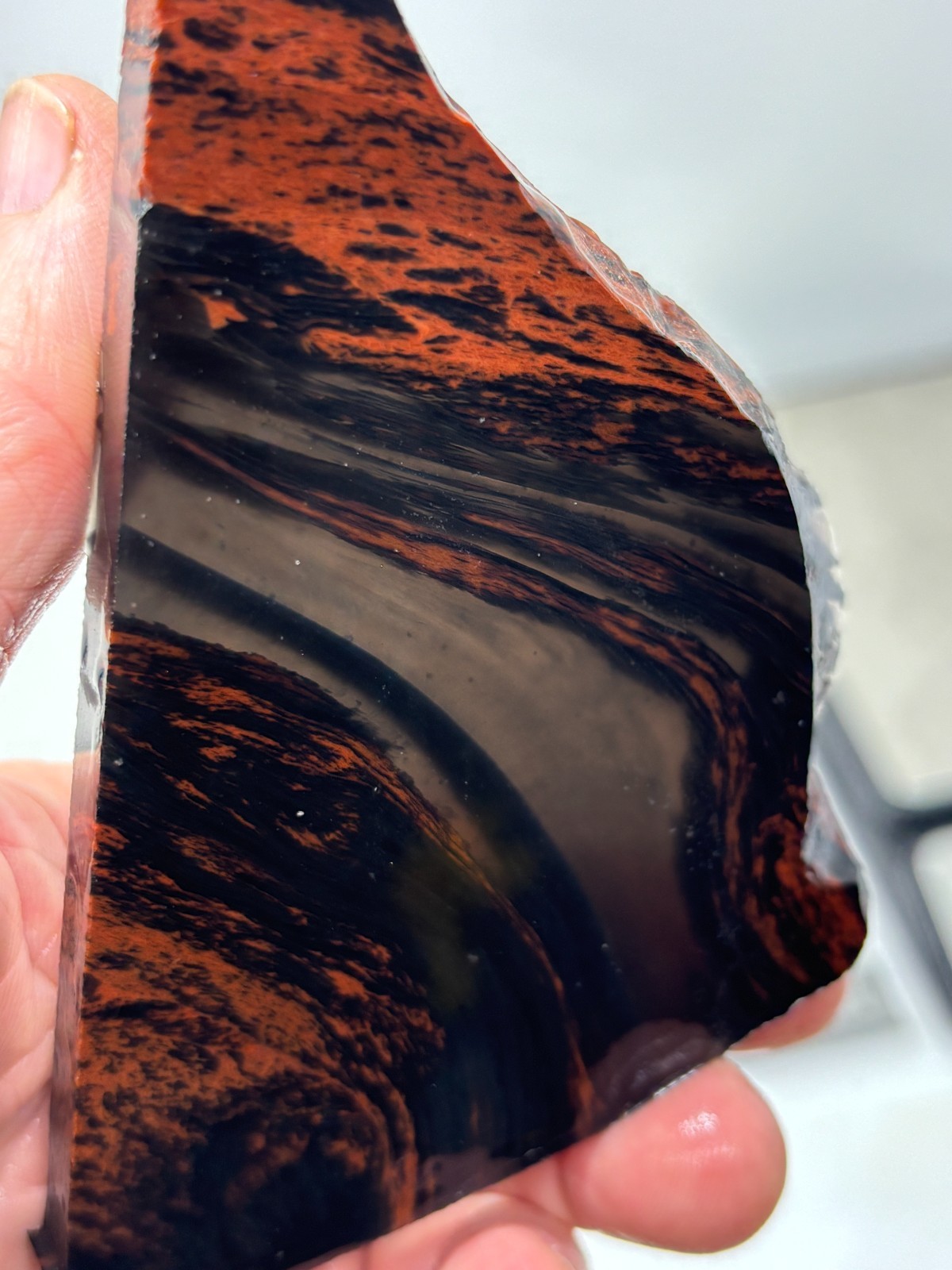 Tri-flow Sheen/Lace Obsidian Slab Lapidary Cabbing Knapping Combo ship avail