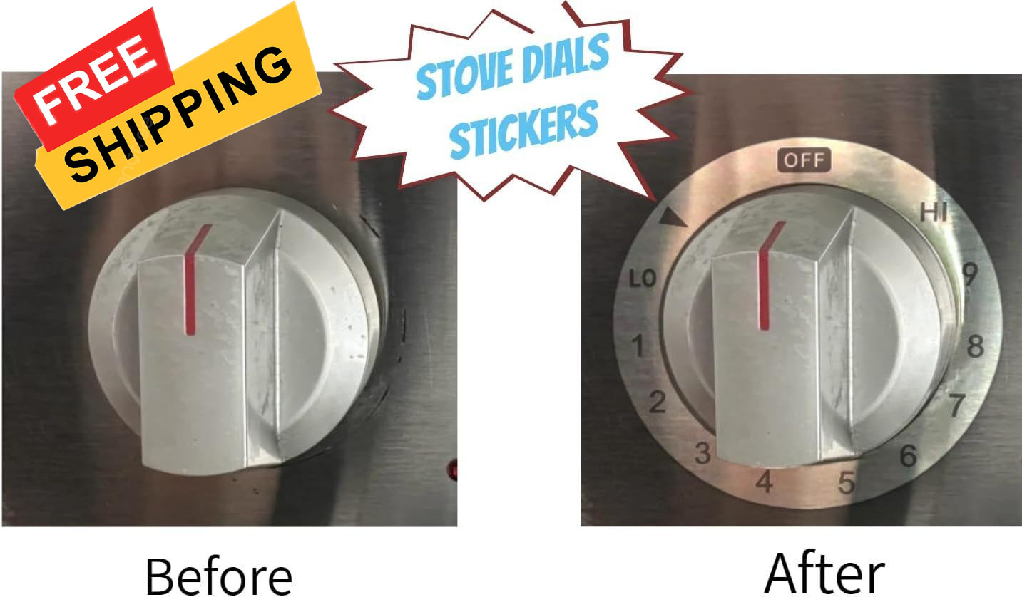 Stove Dials Stickers, Stovetop Knob Symbols Decals for Replacement, Black