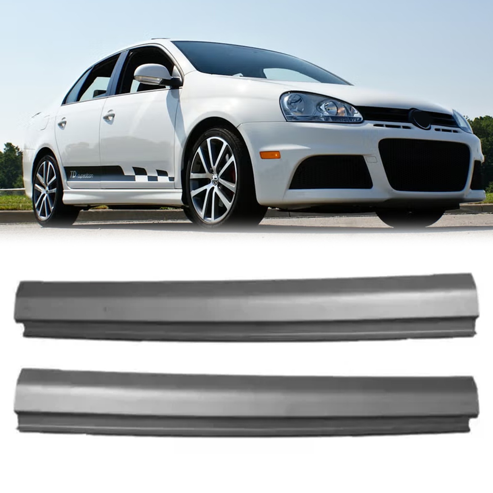 Pair Slip-on Rocker Panels For 2006-2010 VW Jetta 4 Door Driver + Passenger Side