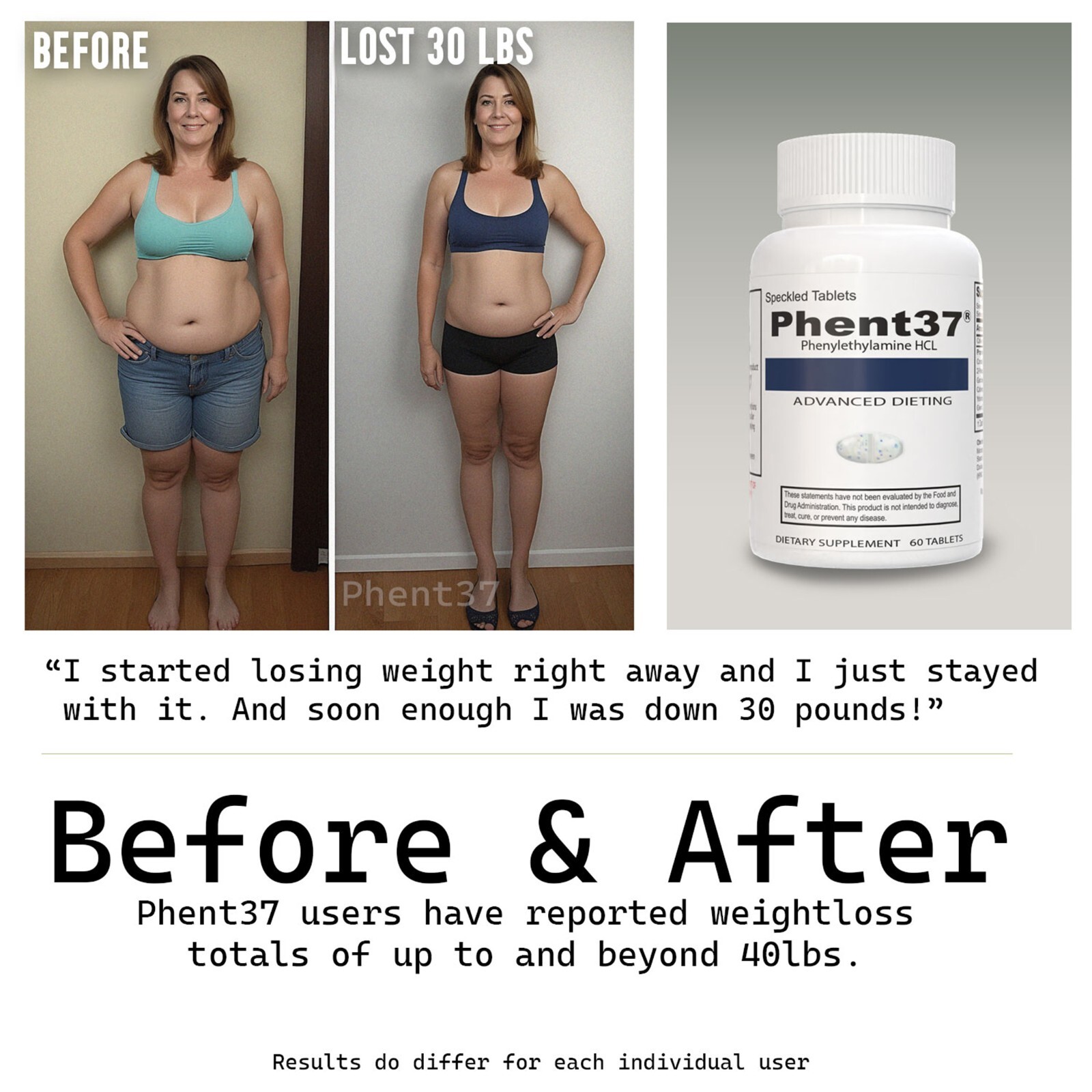 Phent37 - Speckled Tablets Appetite Control, Fat Burner Phenylethylamine Energy