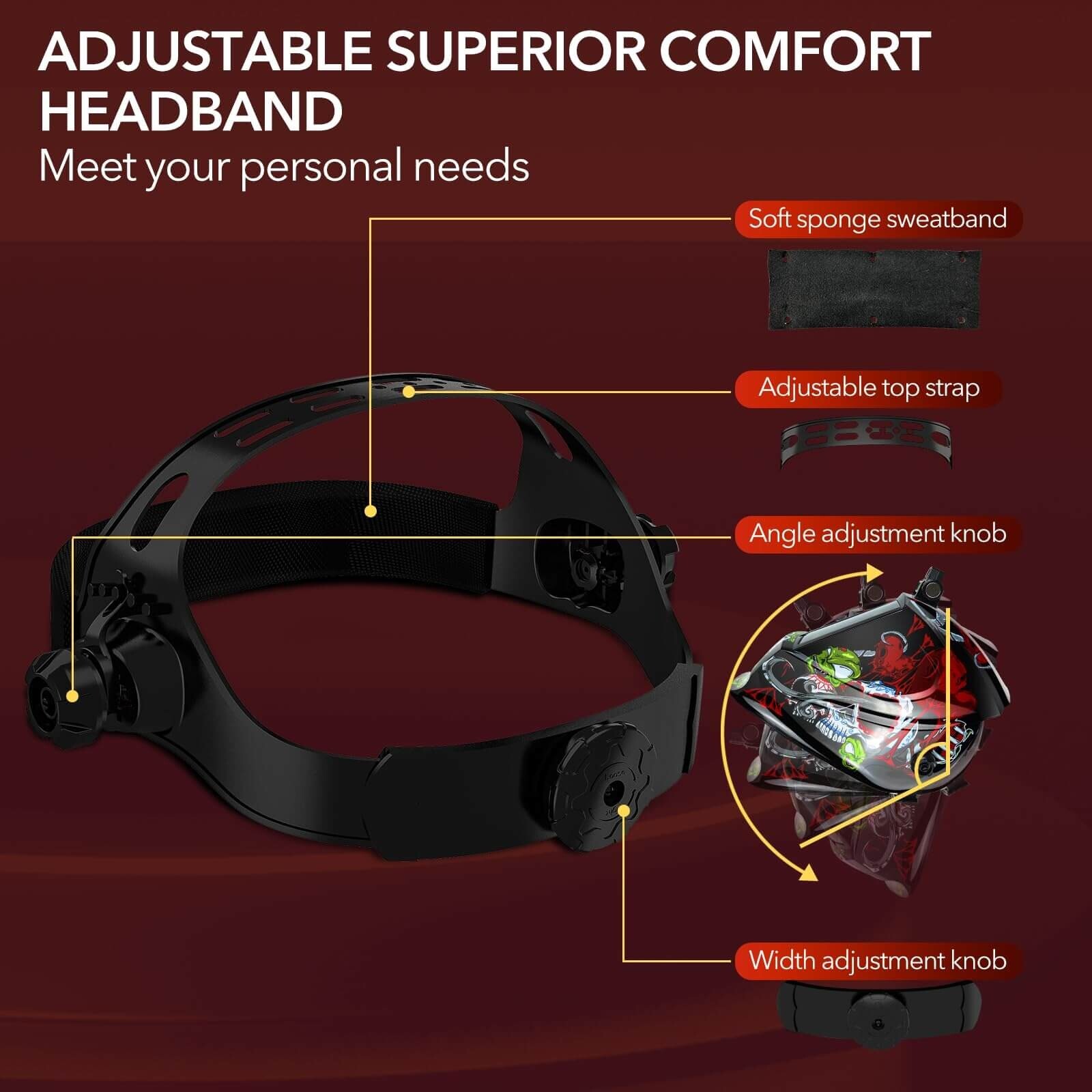 TRQWH Auto Darkening Welding Helmet with LED Solar 4 Arc Sensor Shade 4/5-9/9-13