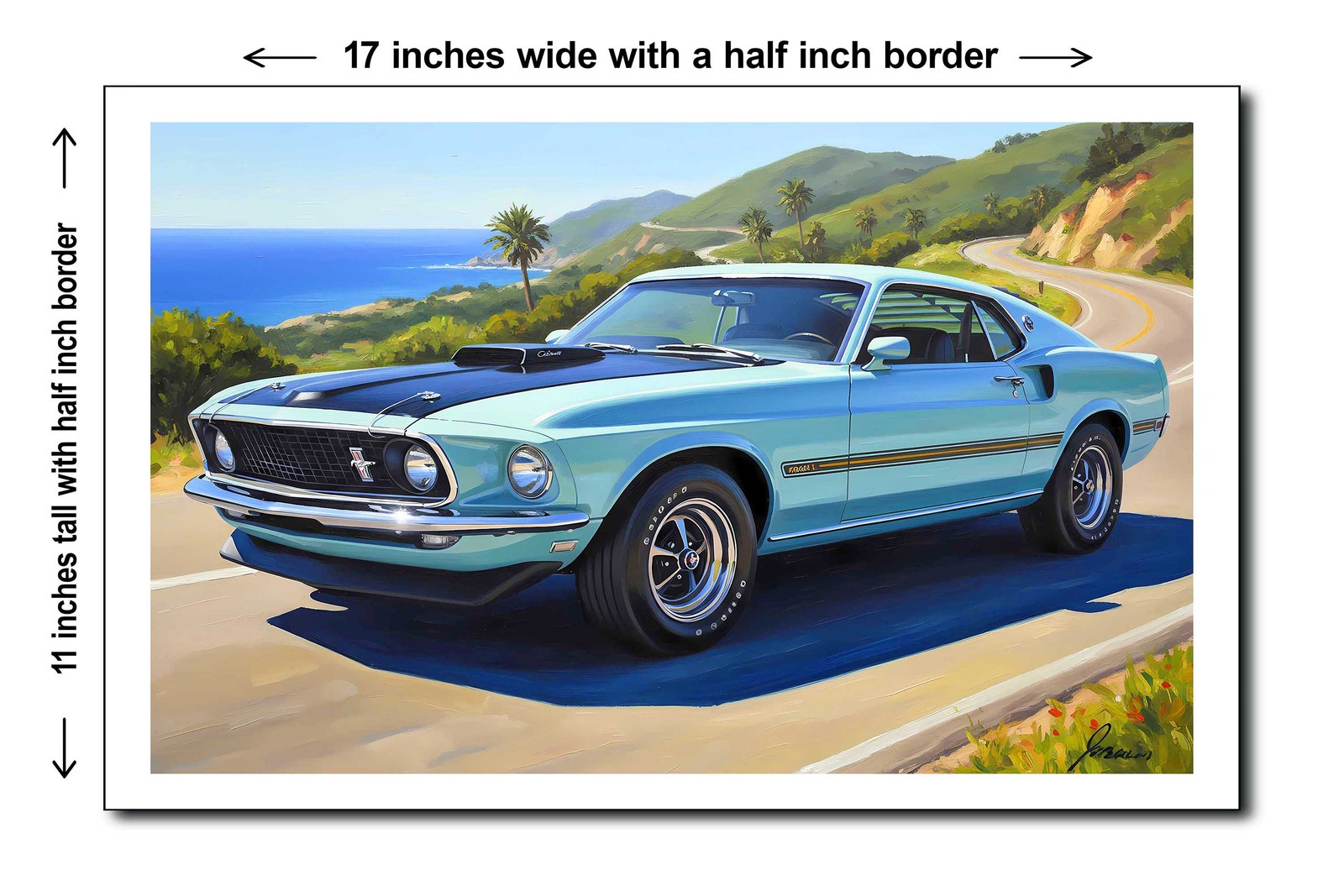 1969 Ford Mustang Mach 1 10 - 11x17 Poster Art Print