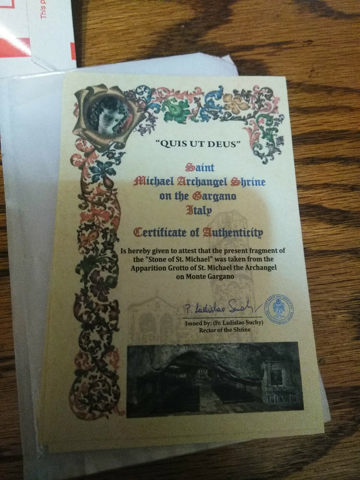 Relic St. Michael Archangel Stone Cave Shrine with Certificate